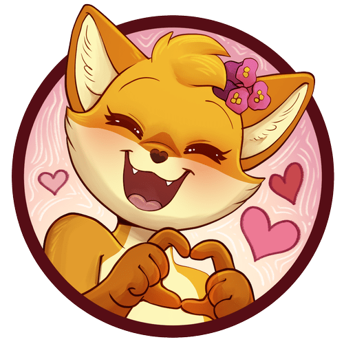 A circular icon of the Foxglove mascot making a heart gesture